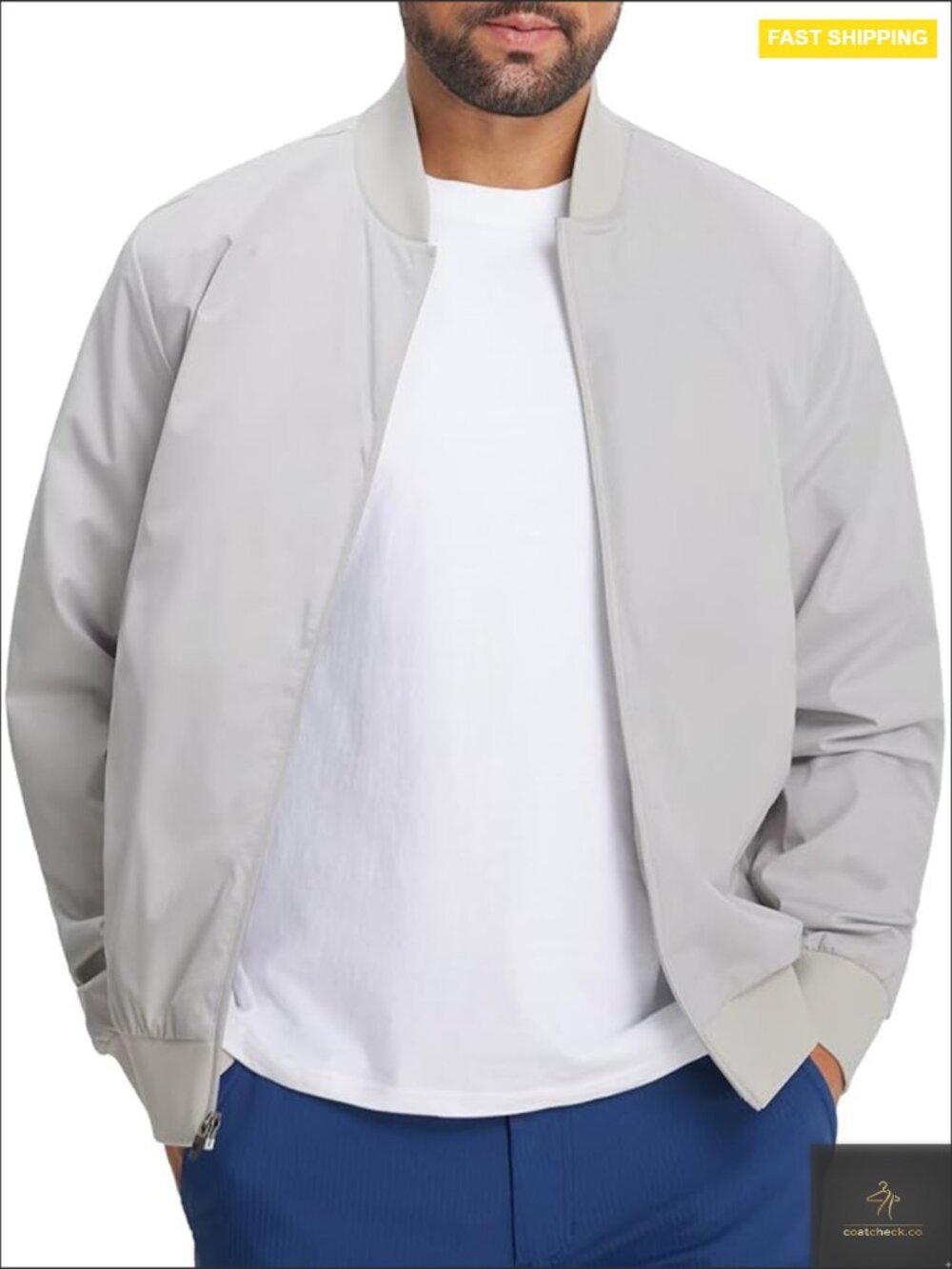 Men's Lightweight Bomber Jacket Windbreaker Full Zip Casual Golf Streetwear